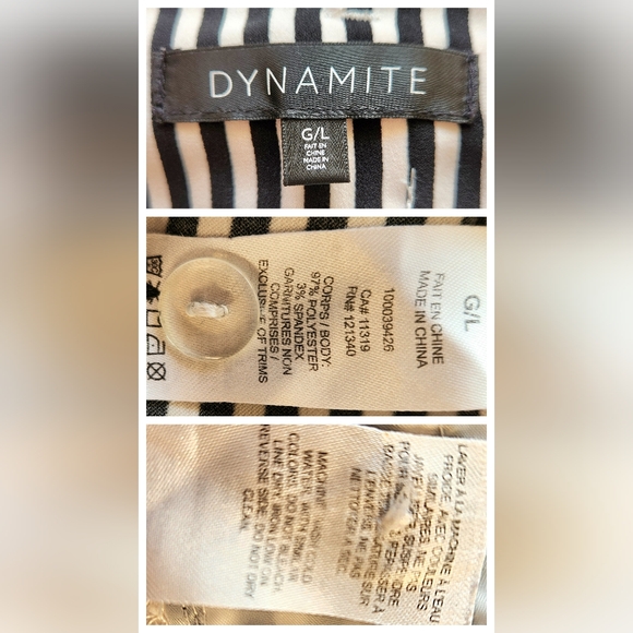 Dynamite High Waisted Wide-Leg Black & White Striped Pants Size Large - Picture 6 of 12